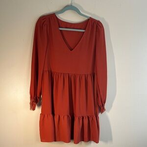 SHEIN Rust Orange Midi Dress